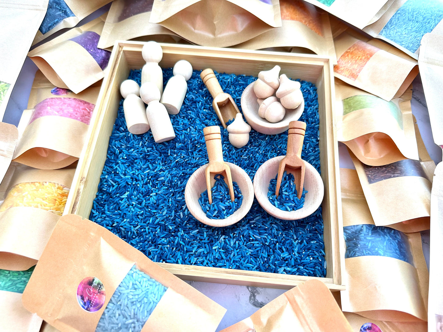 Sensory Bin Filler, Hand Dyed Colored Rice