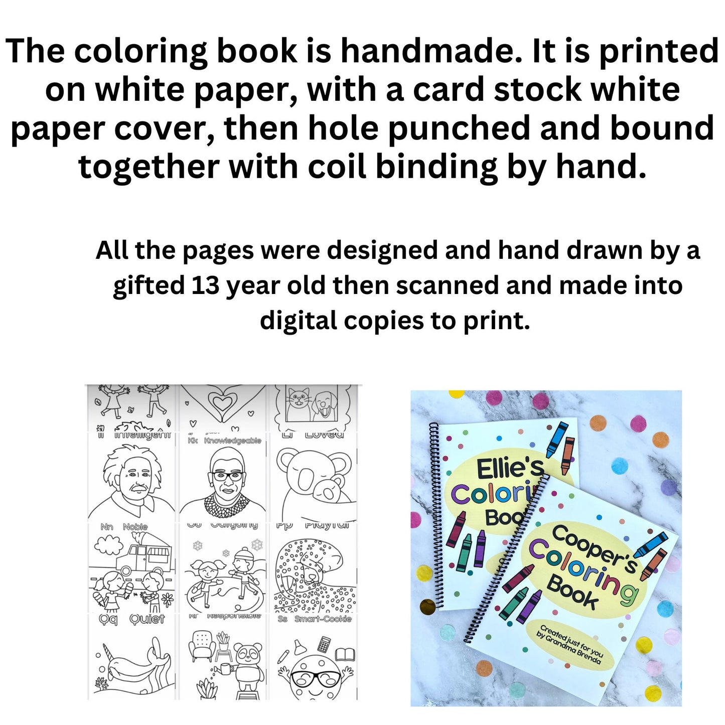 Personalized Kids Coloring Book, Handmade